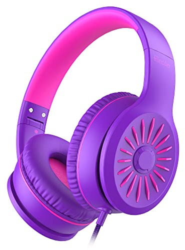 Elecder i45 Wired Headphones, Purple, 45mm Driver, 4.9ft Nylon Cord, Adjustable Size, Tangle-Free