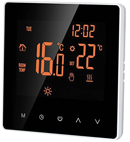 Matybobe Digital Thermostat 16A Digital Temperature Controller LCD Display Touch Screen Week Programmable Electric Underfloor Heating Thermostat for Home School Office Hotel Orange