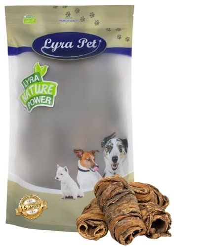 Lyra Pet® 1 kg Wrap aus Rinderlunge und Strossen getrocknet Kausnack Hunde | Naturbelassener Kauartikel vom Rind – Proteinreiches Leckerli – Ideal für die Zahnpflege – Fettarm & gut verträglich