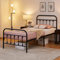 costoffs Metal Bed Frame 3ft Single Vintage Iron Platform Bed with High Headboard and Footboard,Black