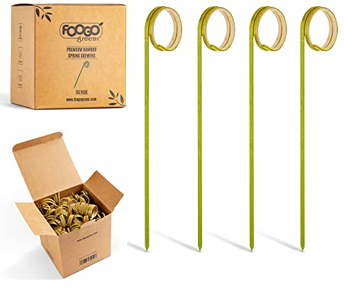 FOOGO Green 150pcs Bamboo Cocktail Sticks, 9cm Fancy Spring skewers