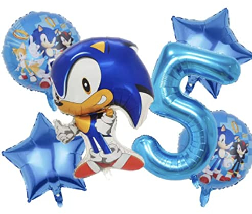 6 globos Sonic_new para fiesta de cumpleaños para niños, decoración de fiesta temática (5)
