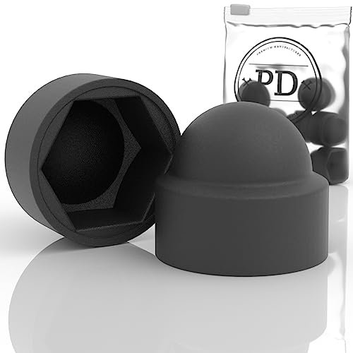 PD® Capuchons de protection hexagonaux M12 (largeur de clé 19) | Capuchons de protection en plastique noir pour les vis | Bouchons de protection durables pour écrous et tête de vis | 50 pièces