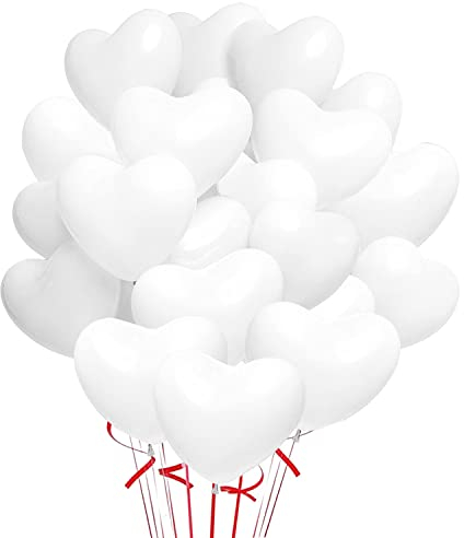 Herzluftballons Weiß,12 Zoll Herz Luftballons,100 Helium Herzluftballons,Latex Ballons mit Herzform,Luftballons Hochzeit,Herzluftballons Helium Hochzeitdeko für Brautdusche Valentinstag Verlobung