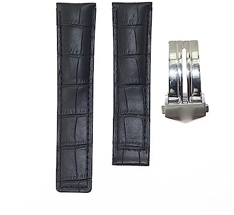 LUGEMA Herren-Rindsleder Echtes Armband 20 Mm 22 Mm 24 Mm Uhrenarmband Kompatibel Mit TAG HEUER CARRERA Monaco AQUARACER Uhrenarmband Armband Gürtel (Color : With Silver Clasp, Size : 22mm)