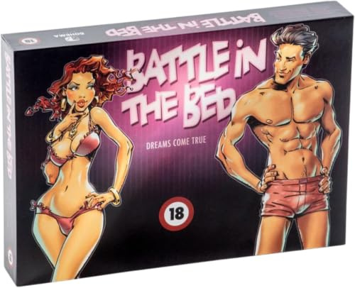 Battle in the Bed Adult Board Game for Couples | Complete set: 52 task cards, 2 player pieces, dice & hourglass. A gift for anniversaries, Valentine's Day or date night.