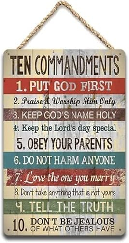 Ten Commandments Holzschild, 15,2 x 30,5 cm, Heimdekoration, Poster, unverzichtbares Geschenk für Religion, Familie