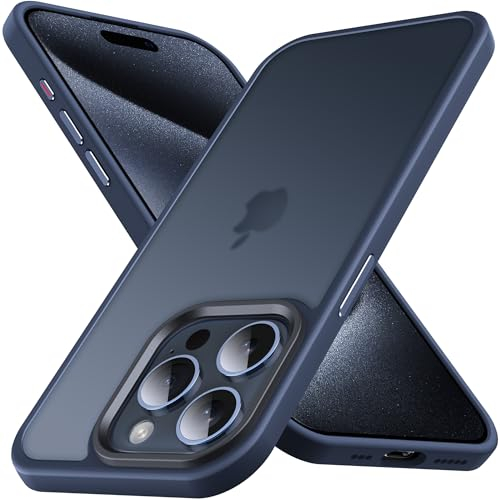 Anqrp Zero Seriesr für iPhone 15 Pro Hülle, Minimalistische Transluzente Matte Schutzhülle, Military Stoßfest Handyhülle für iPhone 15 Pro mit Silikon 6,1 Zoll, Dunkel Blau