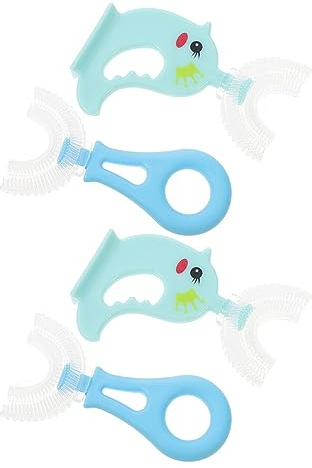 LALAFINA 4 Stück Handzahnbürste Für Kinder 360 Grad Zahnbürste Für Kinder Kinderzahnbürste in U-form Baby U-förmige Zahnbürste Massage Zahnpasta Reisen Silikon in Nippelqualität