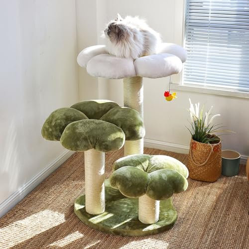 ANram Cat Tree, Cute Modern Four Leaf Clover-shaped Cat Tower for Kittens with Natural Sisal Cat Scratching Post, Small Cat Tree for Indoor Cats, Cat Climbing Stand