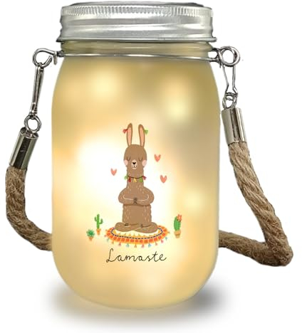 speecheese Lama Solarlicht mit Spruch Lamaste ein buntes Licht für entspannte Momente Geburtstag Yoga Dekolicht Alpaka Student Namaste Fenstersims Frauen Lamaste lustig