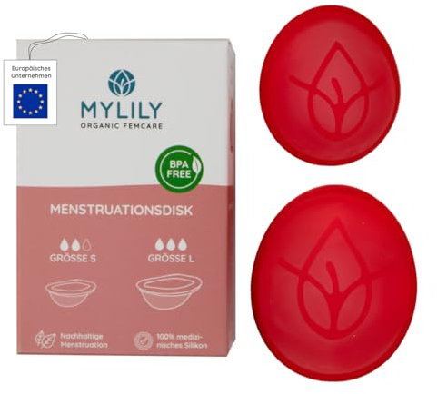 Disco mestruale MYLILY® | 100% silicone di grado medico I Periodo | Disco mestruale I Sostenibile e a basso costo I Disco mestruale | riutilizzabile I S + L