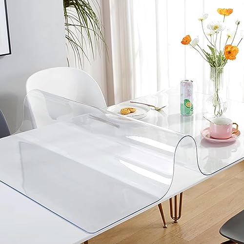Zhaomi Protector De Cubierta De Mesa De PVC Transparente, Protector De Mesa Cuadrado De Plástico Suave De Cristal Impermeable De 1,8mm para Mesa De Centro/mesita De Noche (70x120cm/28x47in)