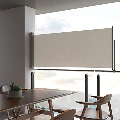 Store Latéral, Brise-Vue Paravent Extérieur Pare-Soleil Auvent latéral rétractable de Patio 100 x 300 cm Blanc cassé