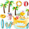 LaVenty Surf Birthday Cake Decoration Surfing Birthday Decoration Beach Surf Wave Cake Topper Surfboard Swimming Slippers Lifebuoy Cake Surf Birthday Party Supplies