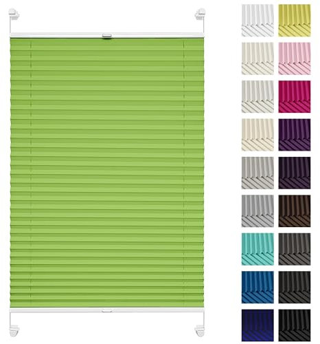 Rettika Plissee ohne Bohren, Plissee klemmfix, Pistazien, Breite: 120 cm, Höhe: 180 cm, Fensterrollo Sonnenschutz, Plisseerollo innen, Rollo für Fenster ohne Bohren