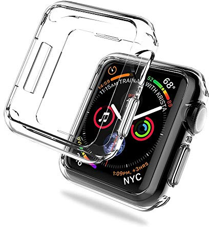 REY Pack 3X Cover in Gel TPU Trasparente per Apple Watch Series 7 45mm - Apple Watch Series 8 45mm - Apple Watch Series 9 45mm, Ultra Sottile 0,33 mm, Morbido Flessibile, Custodia Silicone