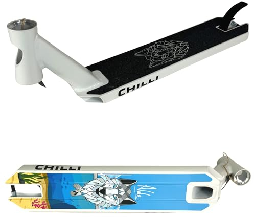 Chilli PRO Scooter Sign, Archie Cole 50cm x 11,5cm Stunt-Scooter Park I Deck I Trick I Tret I Roller I Zubehör I Ersatz I mit Griptape Weiss