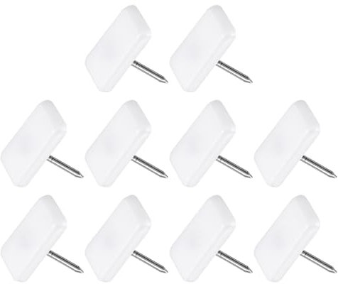 METALLIXITY Möbelfußnagel (19mm/0,75 Zoll) 20 Stück, Kunststoff-Quadratstuhlgleiter - für Stühle, Sofas, Möbelgleiter, Schutzpolster, weiß