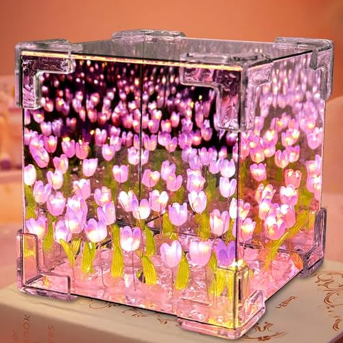 LED Tulpenlampe mit Spiegel - DIY Nachtlicht ästhetische Dekoration