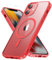 Hensinple Magnetisch für iPhone 12 Mini Hülle 5,4'',mit Panzer Schutz Glas,Stoßfest Militärschutz Rundumschutz Schutzhülle Case Handyhülle für iPhone 12 Mini-Rot