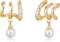 Jenosy Gold Ohrringe Welle Dangle Drop Gold Ohrringe Offnen Ohrringe Damen mit Perle Cubic Zirconia Ohrringe Creolen Handmake Hypoallergenes Schmuck