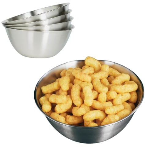 Marzoon Edelstahl Schüsseln Set – Stapelbare Metall Schalen für Salat, Snacks, Dips & mehr (4 Stück Ø 18 cm)