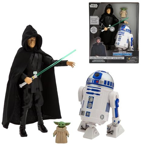 Disney Store Luke Skywalker, R2-D2 und Grogu - Star Wars Power Force Kollektion - Sprechende Actionfigur