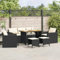Willood 6 TLG. Rattanmöbel Gartenbank Rattan Garten Sitzgruppe Gartenlounge Gartenmöbel Set Sofagarnitur mit Kissen Schwarz und Cremeweiß Holz Tisch