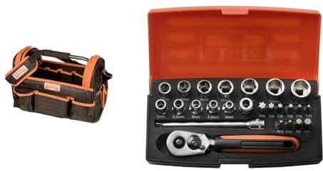 Bahco 3100TB Open Tool Bag & SOCKET SET 1/4 DRIVE 25 PIECE SL25 By