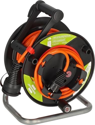 Brennenstuhl Garant G Bretec IP44 Gartenkabeltrommel mit recycelten Kunststoff-Komponenten (mit 23+2m Kabel in orange, Spezialkunststoff, kurzfristiger Einsatz im Außenbereich, Made in Germany)