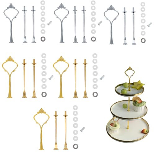 6 Set Etageren Stangen Set, Etageren Stangen, Etagere Stangen, Etagere Bausatz, Etagerenhalter Mittellochausstech, FüR Obsttablett, Snackteller, Hochzeitstorte TortenstäNder (Platte Nicht Enthalten)