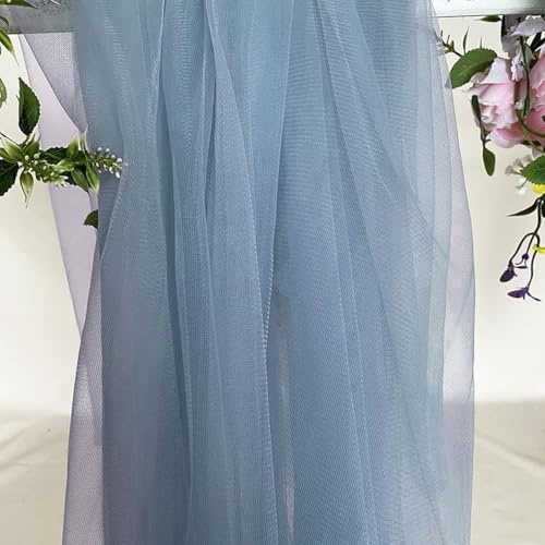 10m x 160cm Soft Tüllstoff,Tüll Stoffe zum Nähen,Netzstoff Dekostoff Drapierstoff für Arbor Hochzeit Vorhang Hochzeitsbogen Freihanddeko Torbogen Zeremonie Party Dekor Kleid Tüllrock Schleier,Graublau