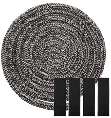 ALI2 Dichtung für Kamineinsatz, 12 mm x 2,5 m, flache Dichtung für Einsatz, Dichtung für Kamineinsatz, Dichtung für Holzofen für Kamin, Ofentür, Glasdichtung für Holzofen, Schwarz (12 mm x 2,5 m)