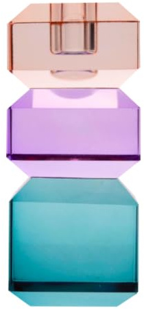 Dioptrics Kristall Kerzenhalter - Pfirsich, Violett, Petrol, 13x6x6 cm