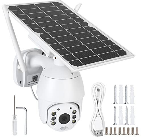 FQJPXIB Intelligent Solar Energy 4G Alert PTZ Camera IP66 Night Vision PIR Surveillance System for Outdoor Security PIR Detection Full Color (Southeast Asia frequency band)