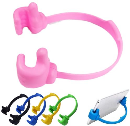 Thumbs-up Handy-Ständer, verstellbarer Silikon-Tablet-Ständer, tragbarer Desktop-Ständer für Küche, Reisen, lustige Geschenke für Frauen und Männer, Weihnachtsstrumpffüller, cooles Gadget (Rosa)