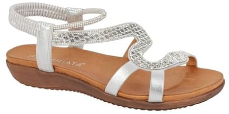 Cipriata L656FS-4 Womens Elasticated Sling Back Sandal Silver size 4