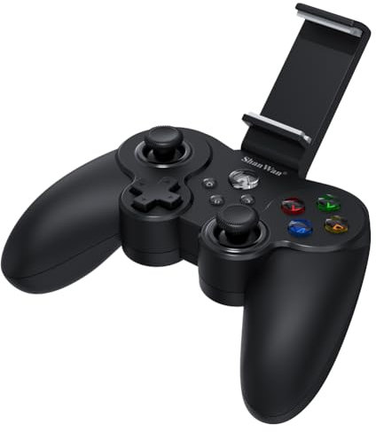 ShanWan Controlador de juegos móvil para iPhone/Android/Switch/PC con soporte para teléfono y retroiluminación LED - Juego de arcade con control remoto PS - Batería de larga duración