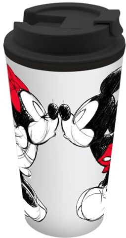 Coffee to go Becher Mickey Kiss Sketch rot 400ml | Disney | Mickey Maus | Minnie Maus | Liebe | Retro | Kaffee | Reisen