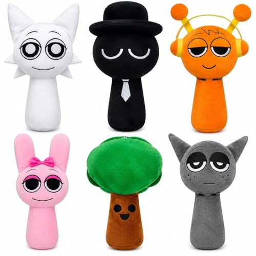 wiztex Sprunkii Kuscheltier - 20 cm YouTube Video Stuffed Animals Sprunkii Plushtier Geschenk für Kinder und Fans (Sprunkii 6 Pcs)