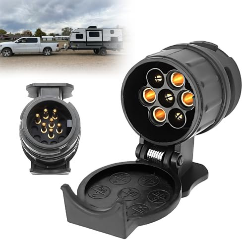 13 Pin to 7 Pin Towing Adaptor, 13 Pins Tow Bar Trailer Plug Socket Adapter, 12V Waterproof Electric Plug Socket Converter for Truck Caravan RV (Black)