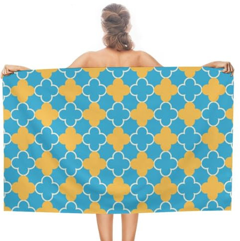 Serviette De Plage Motif Rétro Microfibre Serviettes De Toilette,Sécher Vite Draps De Bain pour Spa Douche Femmes 80X130Cm