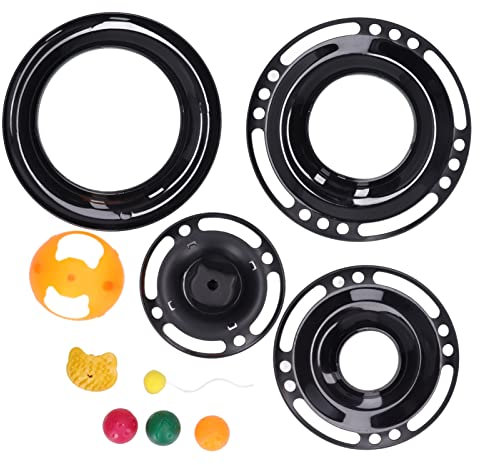 Senrusa Cat Turntable Ball Toy 4 Level Detachable Interactive Kitten Tower Roller Toy with Plush Ball (Black)