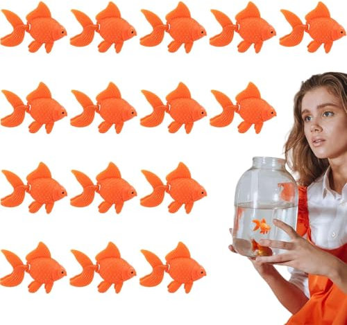 15 Pièce Ornement Artificiel de Poisson,Vie de Poisson de Mer Animal,Flottantes Poissons Artificiels Petit Poisson Rouge,Décor Aquarium,Poissons Artificiels en Plastique Réaliste pour Aquarium(Orange)