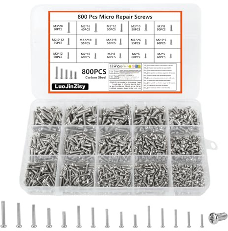 800 Pcs M2-M3 Small Screws Set, Cross Countersunk Machine Bolts Kit | Tiny micro repair fasteners for glasses, watch, laptop and jewelry. Spectacle hardware assortment with sturdy storage case.