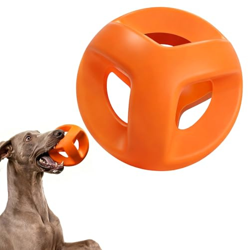 Fida Rubber Dog Toys for Large Dogs/Aggressive Chewers, Dog Balls, Orange | Tough, Bouncy, Indoor & Outdoor, High Visibility Colour, Chew/Fetch/Tug/Teeth Cleaning, for Medium/Large Dogs, 11CM, 400g