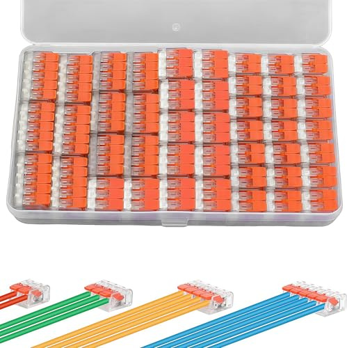 Zuuyye - Set da 80 Connettori per Cavi, Morsetti Elettrici 2/3/4/5 Poli, Morsetti di Giunzione Fino a 4 mm², Morsetti a Leva Senza Strumenti per Cavi Rigidi & Flessibili