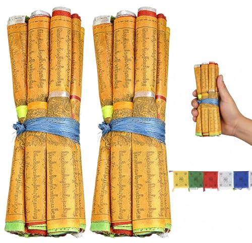banderas de oración tibetanas pack 2 unidades 5 metros 20 banderas poliéster multicolor decoración jardín exterior interior meditación altar budista lungta himalaya