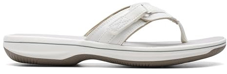 Clarks Women's Brinkley Sea Flip Flops, White White Synthetic, 4 UK